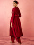 Women's Maroon Silk Anarkali Kurta Set